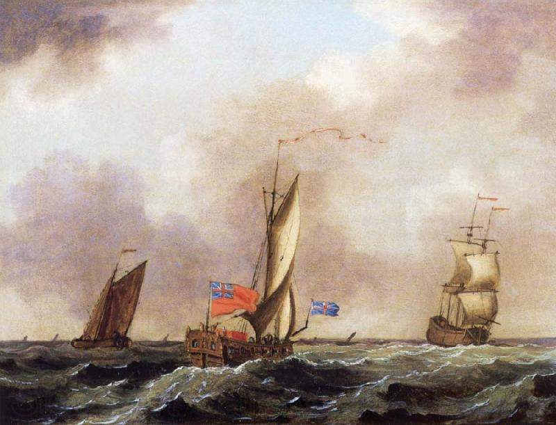 Francis Swaine A royal yacht and a merchantman in choppy seas